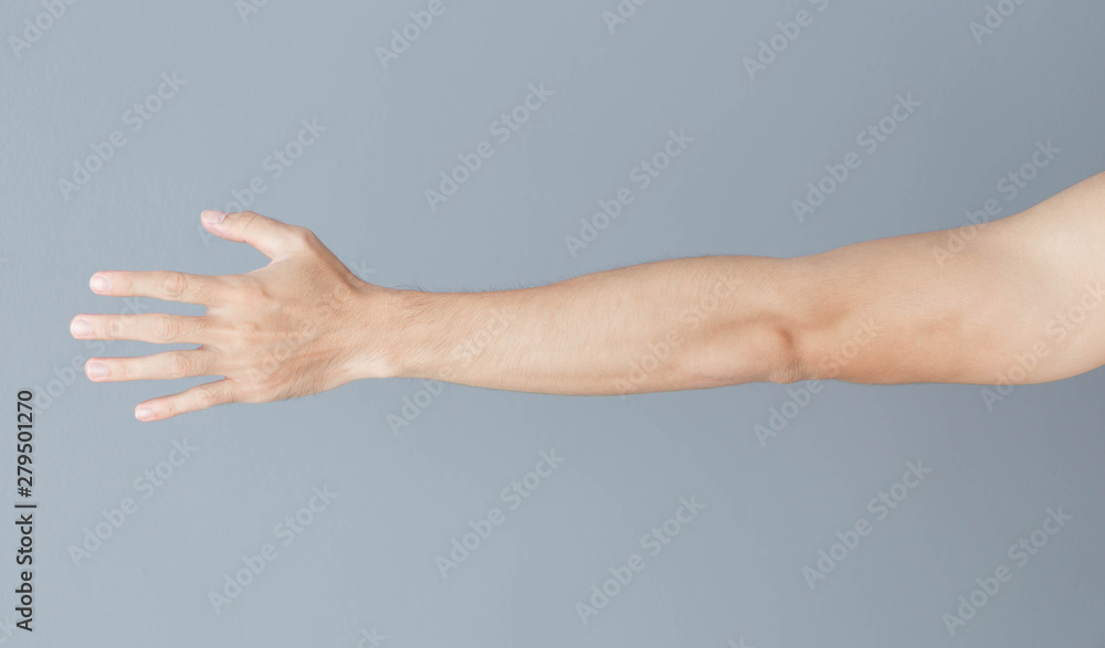 Close up man hand with grey background, health care concept Close up man hand with grey background, health care concept
