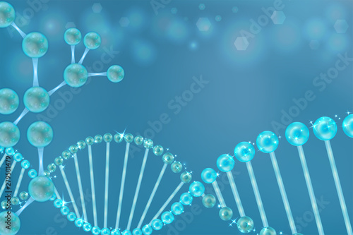 Blue DNA background with copy space, illustration vector.