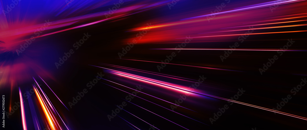 Panoramic high speed technology concept, light abstract background - obrazy, fototapety, plakaty 
