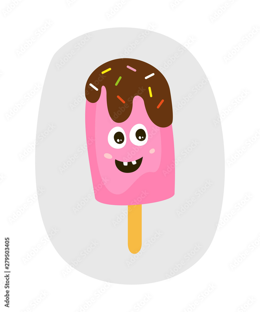 Cute funny ice cream on the white background. Cute funny ice cream on the white background.