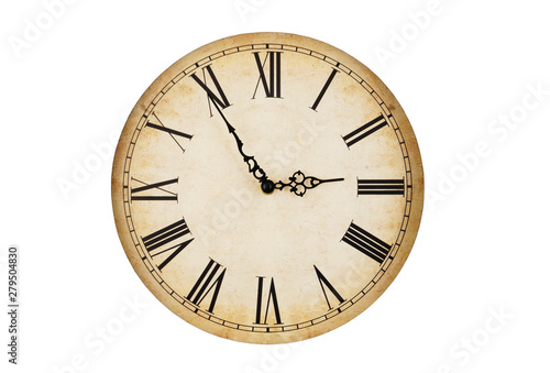 Vintage clock face isolated on white background 