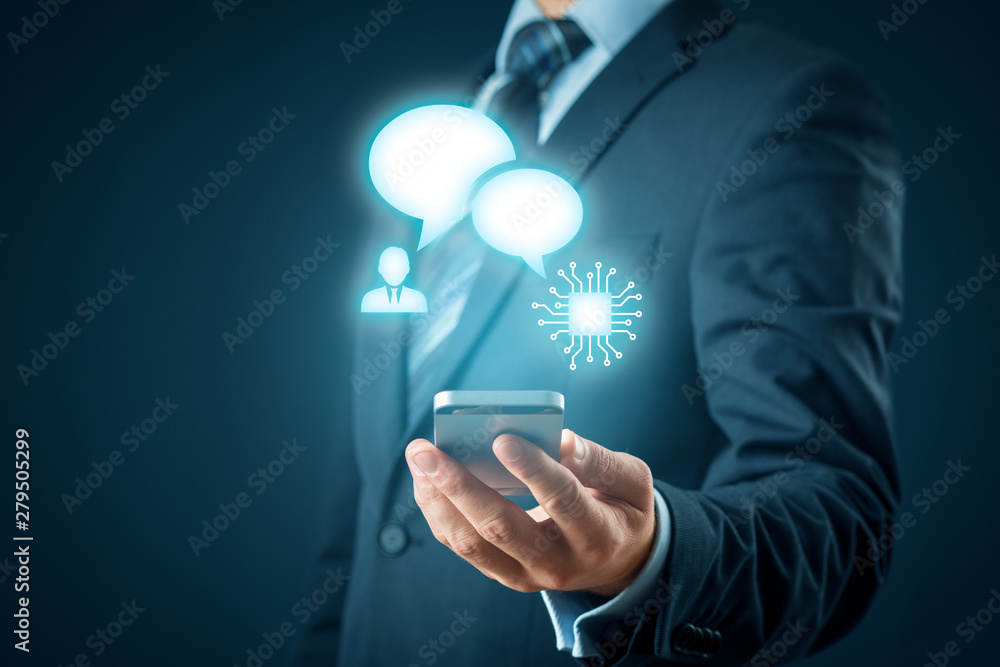 man holding mobile phone with social network icons man holding mobile phone with social network icons