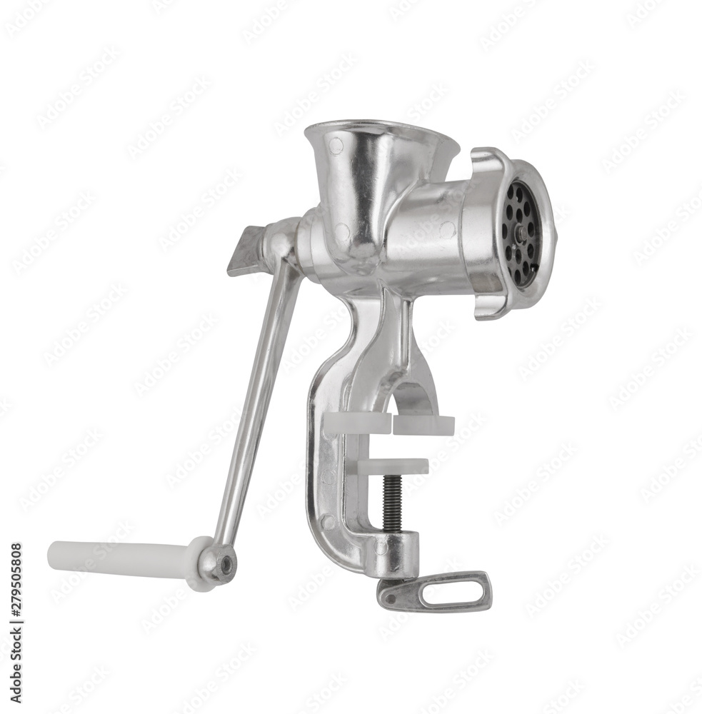 Manual meat grinder isolated on white background Manual meat grinder isolated on white background