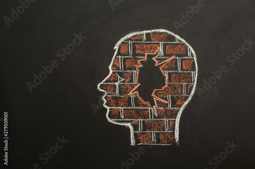 Photos Human head with brick wall