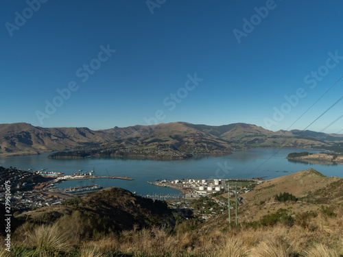View of Lyttleton Harbour from the top of Christchurch Port Hills Bridle Path