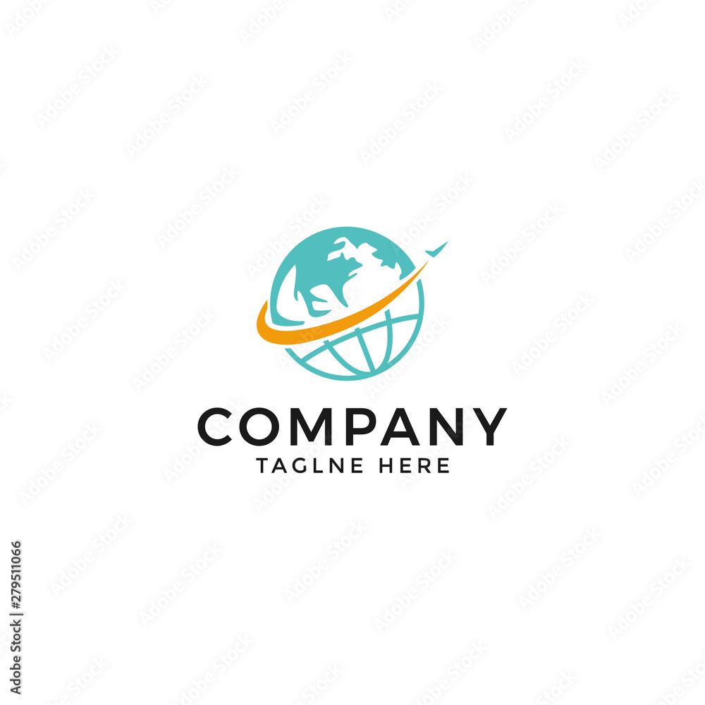 Globe with plane logo design Globe with plane logo design