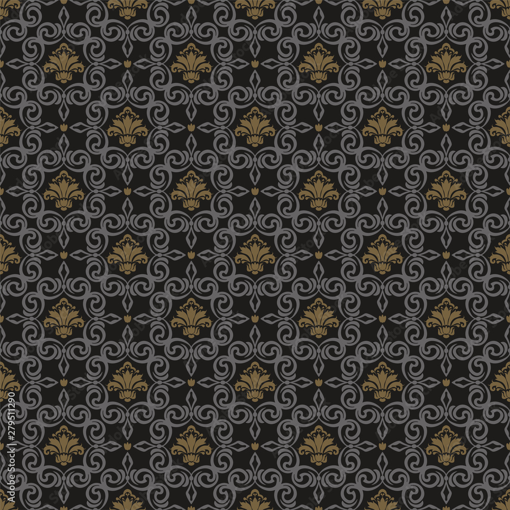 Dark background seamless pattern in antique style, vector graphics Dark background seamless pattern in antique style, vector graphics