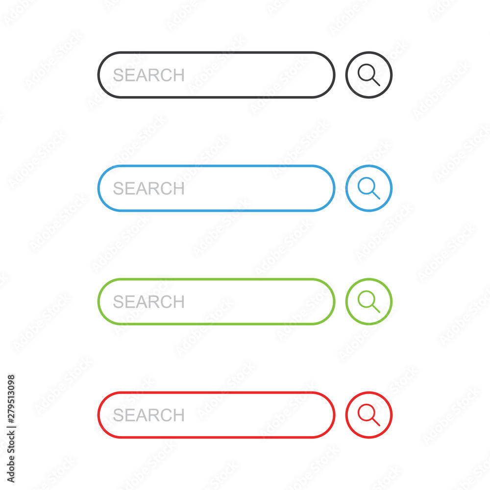 Set of search bars, flat web design elements Set of search bars, flat web design elements