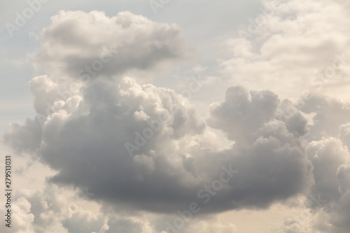 Large heavy white and gray cumulus clouds before a thunderstorm. Close-up © akintevs