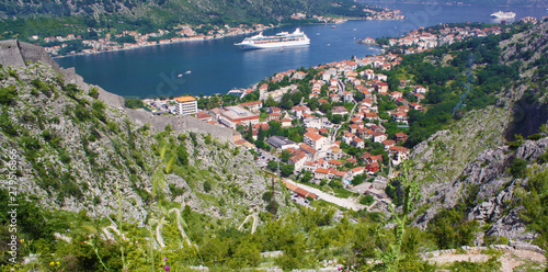 view of the bay of kotor montenegro