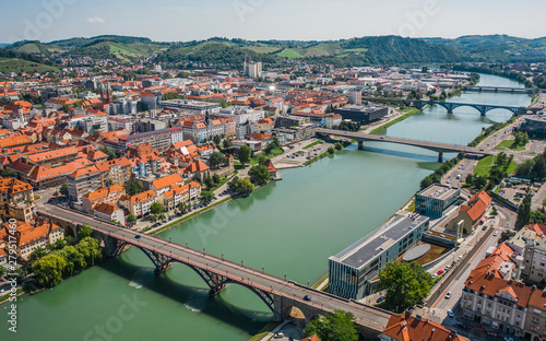 Maribor and it's bridges over Drava river photo
