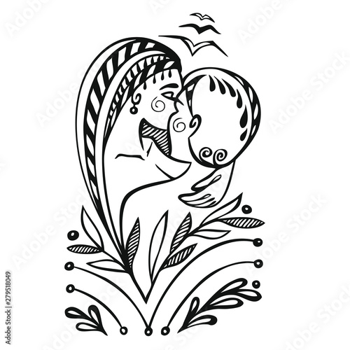 illustration kiss of man and woman