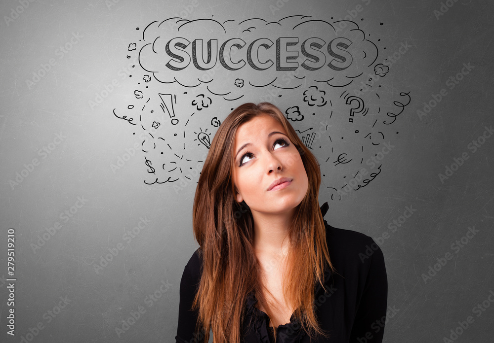 Young pretty person looking forward to success Young pretty person looking forward to success