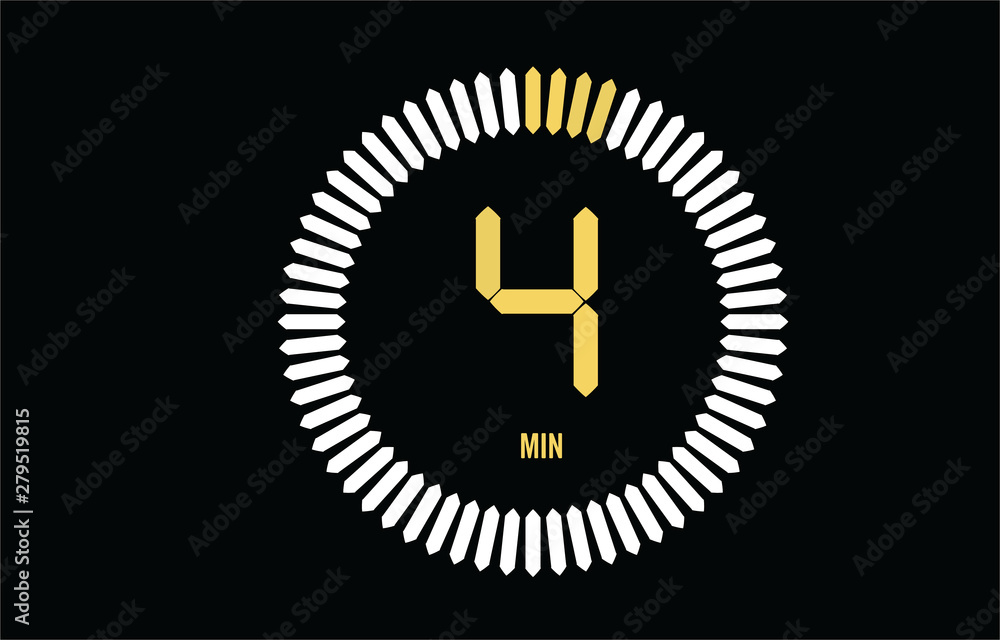 The 4 Minutes Stopwatch Vector Icon Digital Timer Clock And Watch 