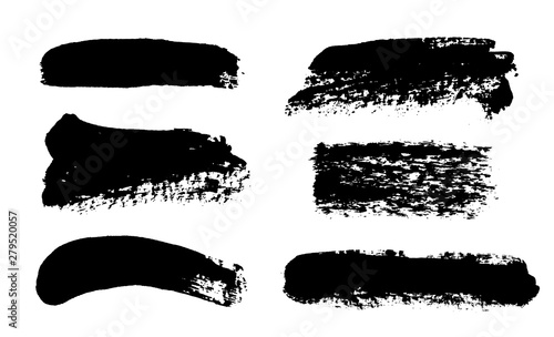 Brush strokes. Vector paintbrush set. Grunge design elements.