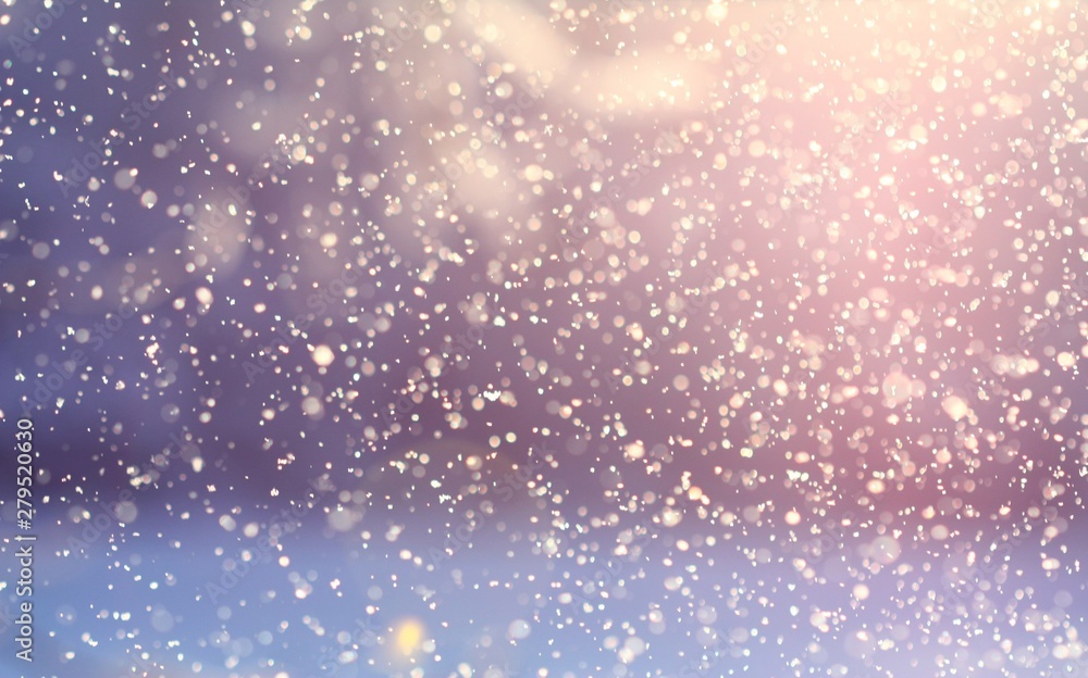 Obraz premium falling snow. Christmas blurred background