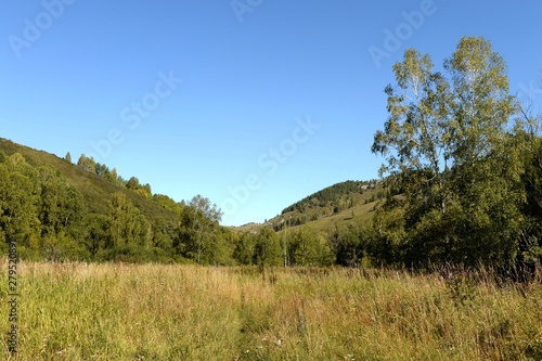   Early morning in the mountains of Altai Krai. Western Siberia 