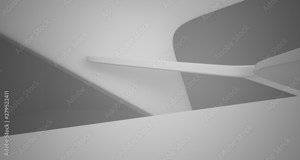 Abstract white minimalistic architectural smooth interior with neon lighting. 3D illustration and rendering. Abstract white minimalistic architectural smooth interior with neon lighting. 3D illustration and rendering.