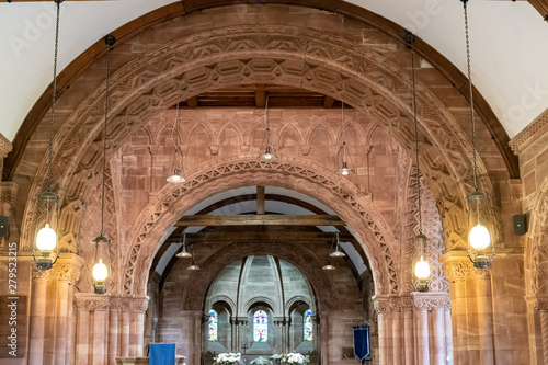 view of a church looking towards the front roof