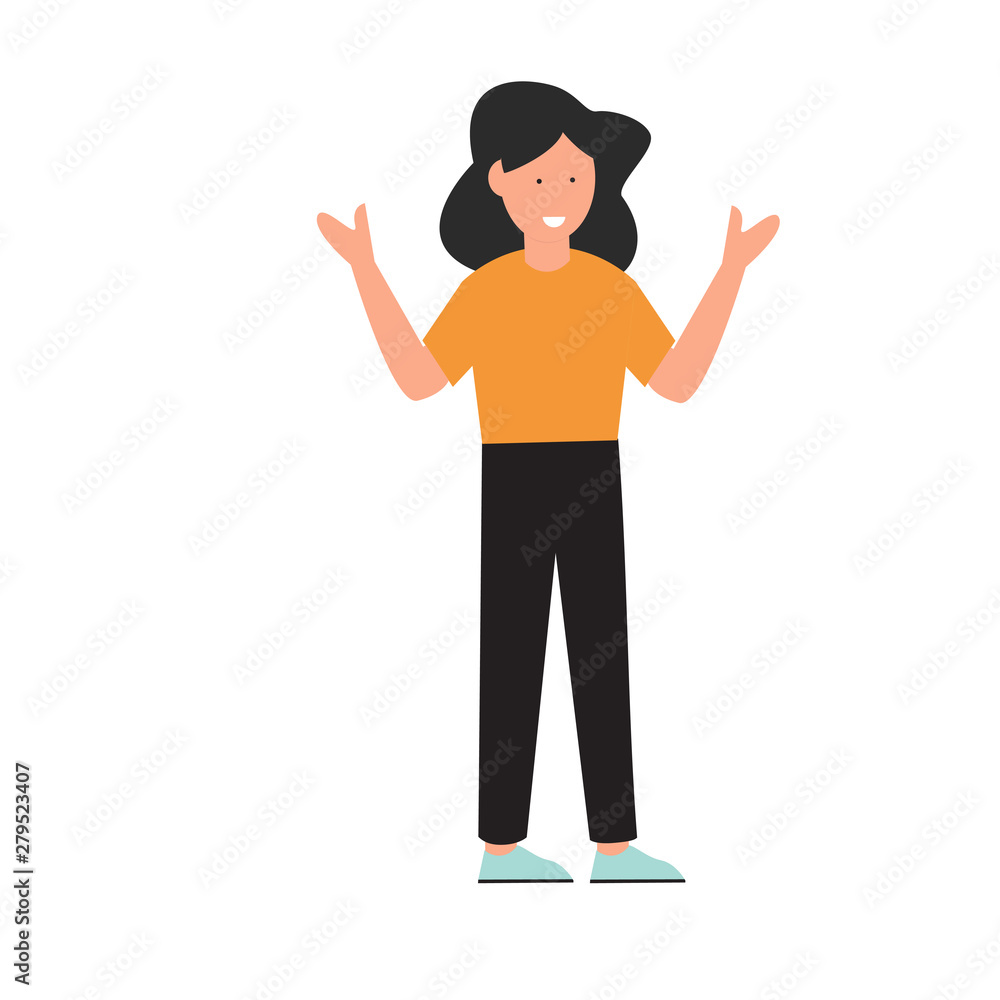 Standing Happy woman with smile. Vector illustration. Standing Happy woman with smile. Vector illustration.