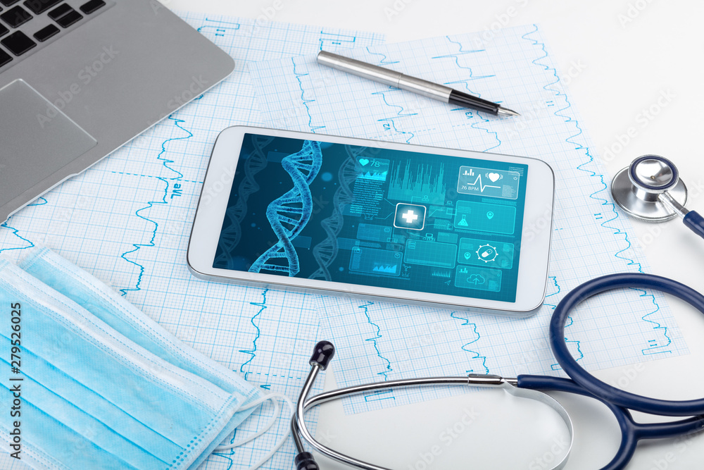 Genetic test and biotechnology concept with medical technology devices Genetic test and biotechnology concept with medical technology devices