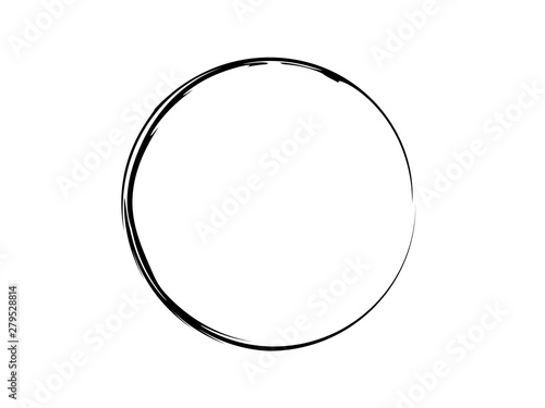Grunge thin circle.Black oval marking element.