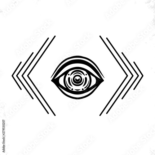 Hand drawn eye. Doodle style. The third eye vector illustration.