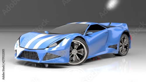 Modern blue sports car ,3d ,render. © Optinik