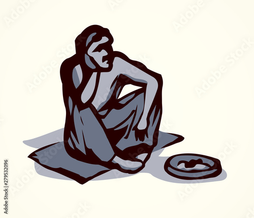 Beggar. Vector drawing