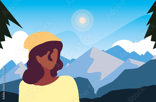 hiking woman traveler landscape natural