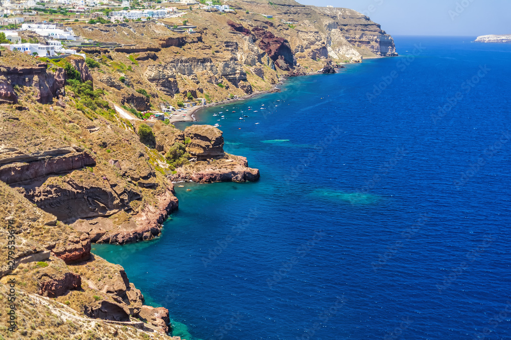 Beautiful landscapes of volcanic island Santorini, Greece
