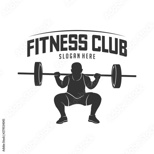 Fitness vector logo design template,design for gym and fitness vector. Fitness club logo with exercising athletic man, vector illustration