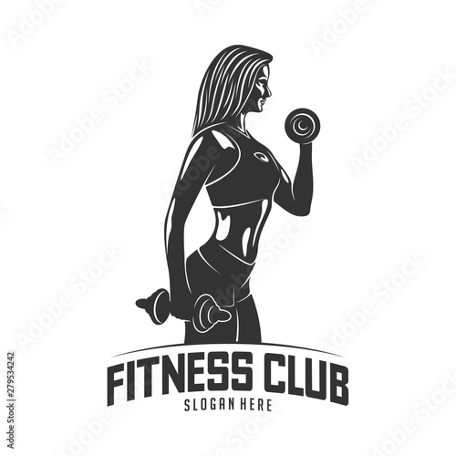 Fitness Vector Logo Design Template Design For Gym And Fitness Vector Fitness Club Logo With Exercising Athletic Woman Vector Illustration Stock Vector Adobe Stock