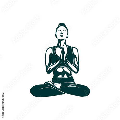 Yoga logo design template. Health Care, Beauty, Spa, Relax, Meditation, Nirvana concept icon. Template for yoga center, spa center or yoga studio. Fitness vector logo. Vector illustration.