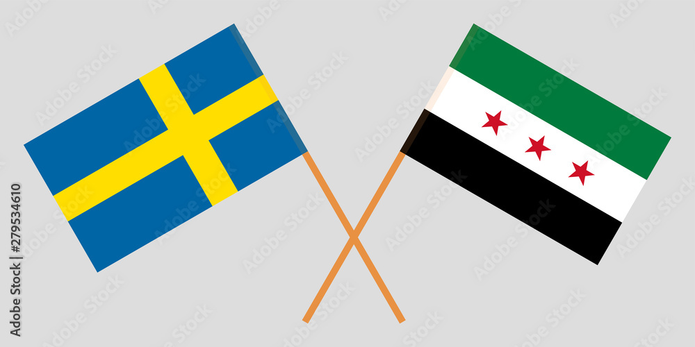 Sweden and Interim Government of Syria. Crossed Swedish and Coalition flags
