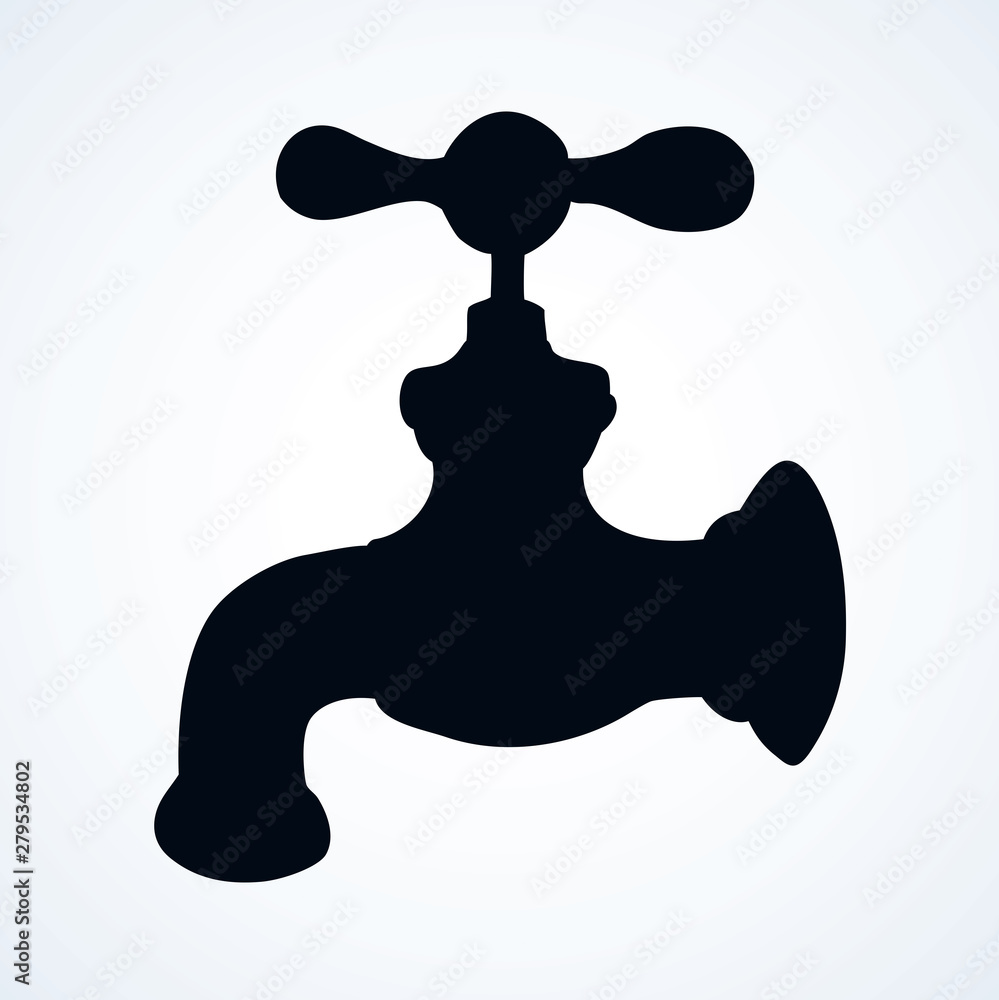 Sketch of water tap. Vector illustration Sketch of water tap. Vector illustration