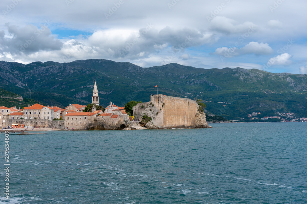 Scenic view of old town Budva Montenegro.