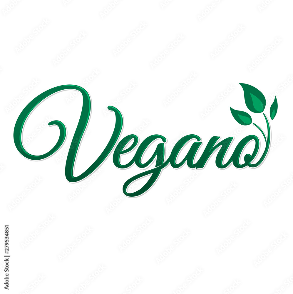 Fototapeta premium Vegano, Vegan Spanish text, Vector icon design, vegan symbol with leaves.