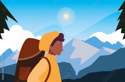 hiking man traveler landscape natural