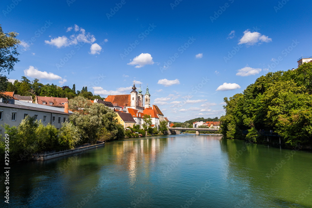 Fototapeta premium Steyr - a town in Austria. Steyr and Enns rivers.