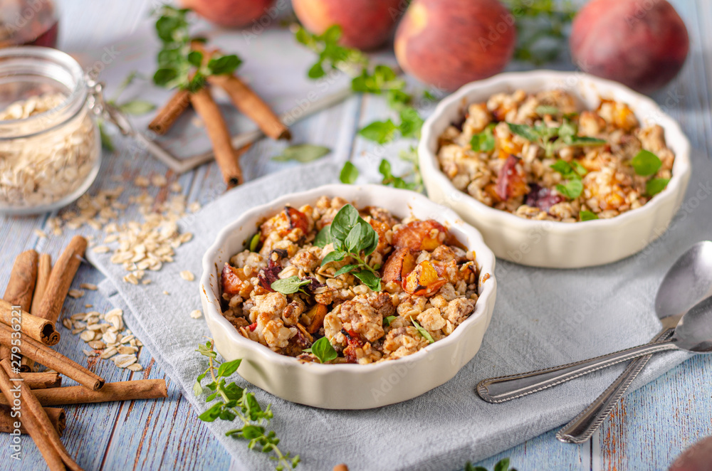 Baked oatmeal with fruit and maple syrup Baked oatmeal with fruit and maple syrup