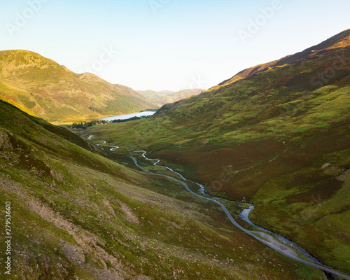 Aerial drone capture of the mighty Honister Pass in the English Lake District