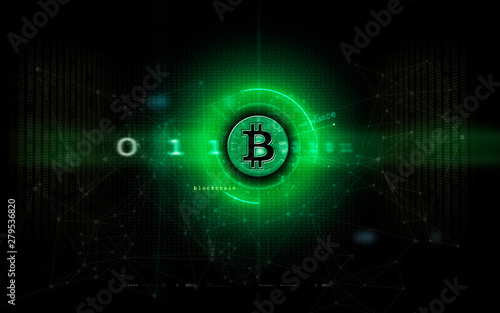 Bitcoin & blockchain artwork green