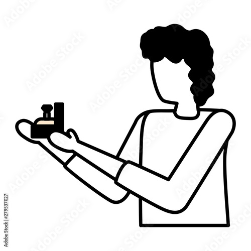 young man proposing marriage with ring