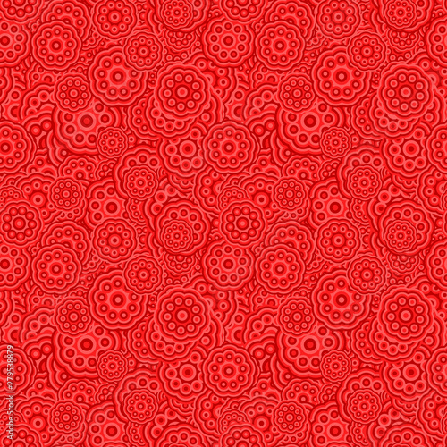 Red seamless geometrical flower wallpaper - floral vector background design