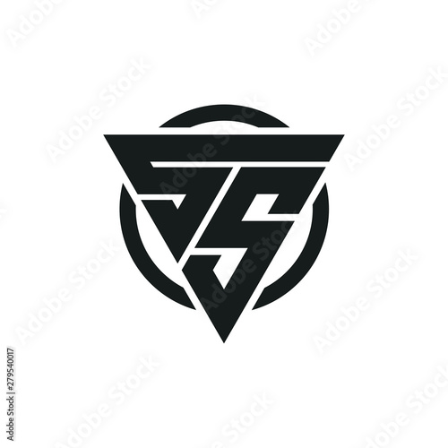 SS Triangle Logo Circle Monogram Design Vector Super Hero Concept photo