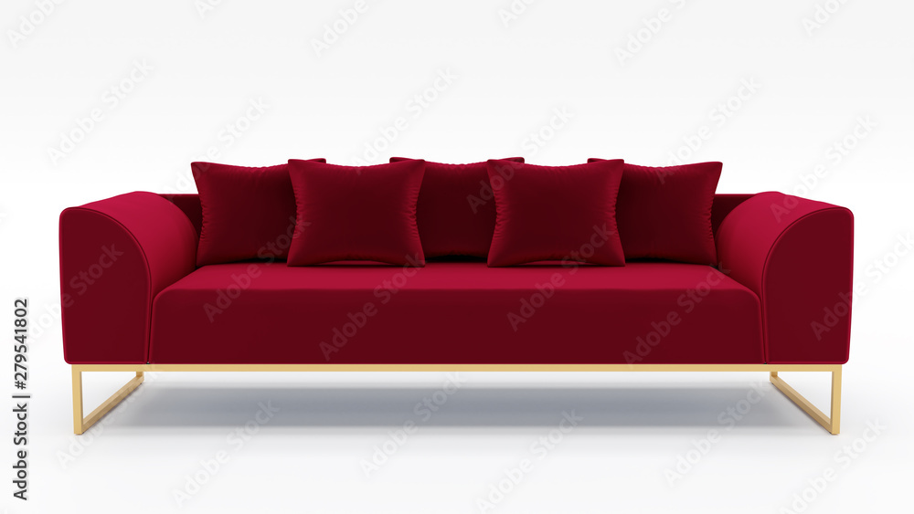 Obraz premium Red Modern Sofa - 3D Rendering