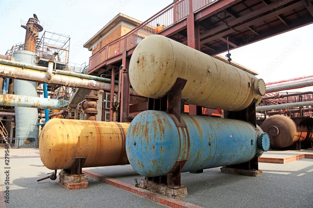 Large steel tanks in a factory Large steel tanks in a factory