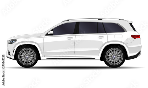 realistic SUV car. side view.