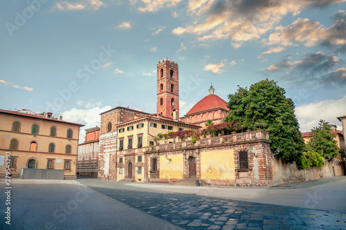 View of San Martino Square and San Giovanni church. Lucca, Tuscany, Italy